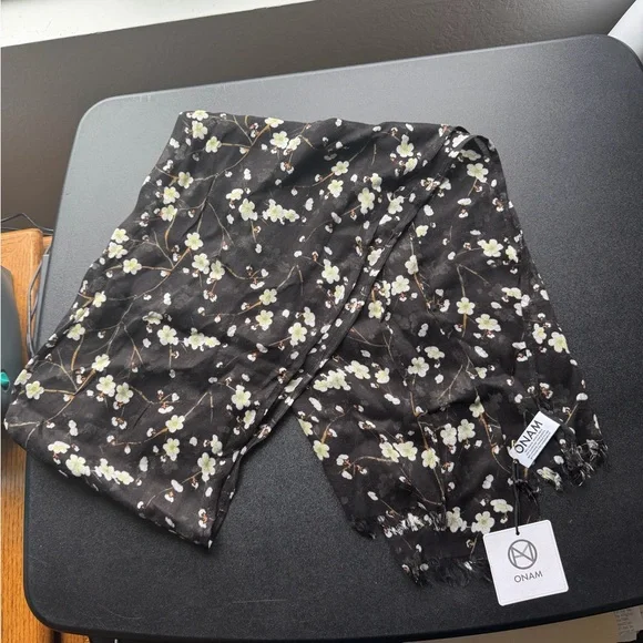 Black Floral Scarf - Picture 1 of 3